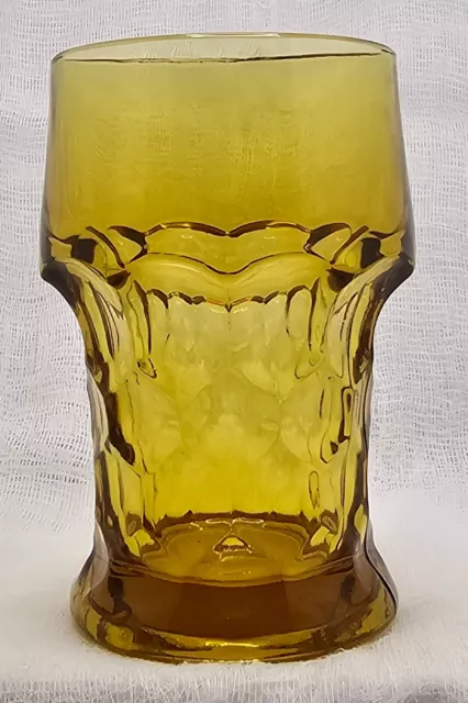 Anchor Hocking Georgian Glass Paneled Tumblers Amber Gold 5.5" Vintage
