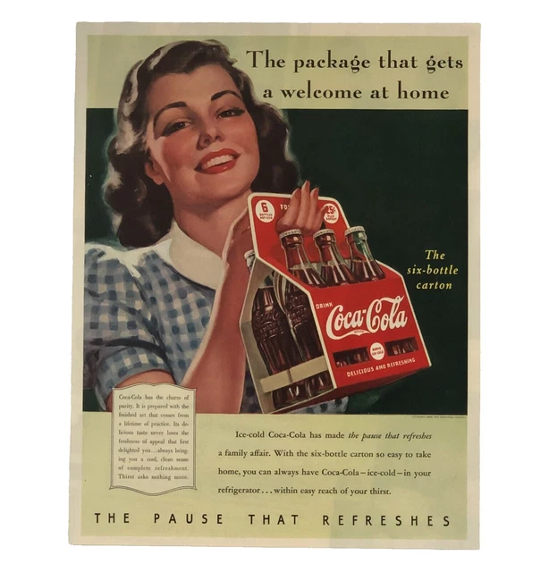 1940 Coca-Cola Advertisement Woman Bring Home Six Pack Coke Bottles Vtg Print AD