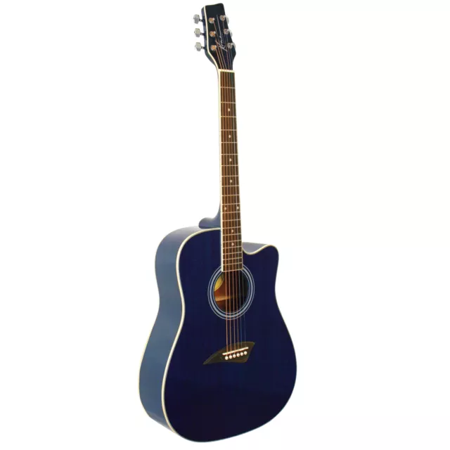 K1TBL DREADNOUGHT Cutaway Guitar in High-Gloss Transparent Blue Finish ...