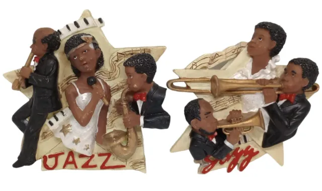 VINTAGE Set Of 2 African American Black Americana Jazz Band Magnets Black Expo