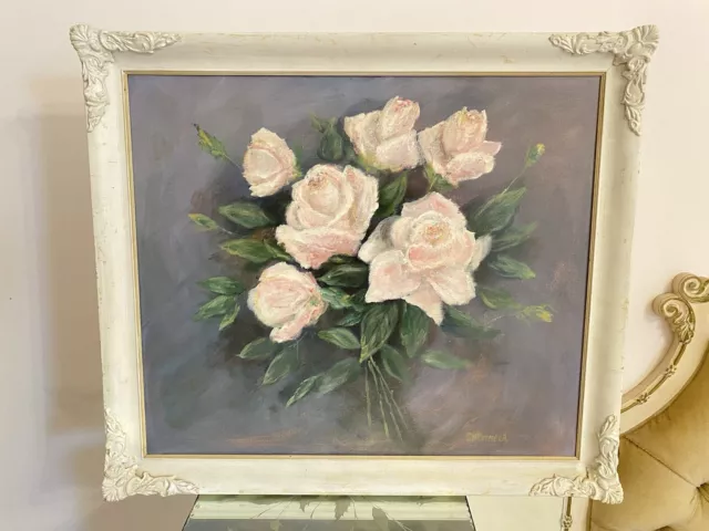 Gail McCormack Large Rose Painting Shabby Chic French Provincial Louis XV