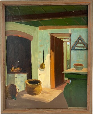 Espressionista QUADRO a olio dipinto a olio vecchia casa firmato 