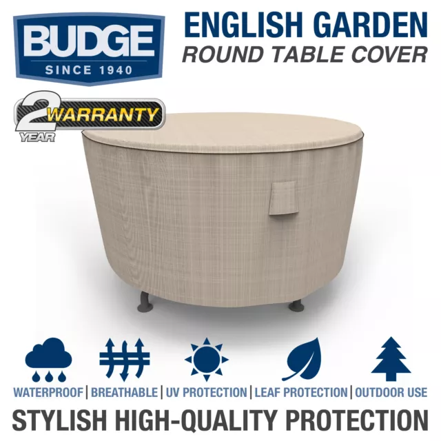 Budge English Garden Waterproof Round Patio Table Cover | Multiple Sizes