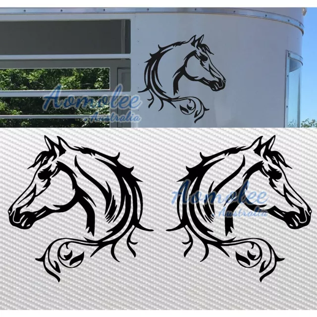 2PCS HORSE HEAD car ute 4x4 4wd accessories stickers HORSE FLOAT decals 200mm AU 2