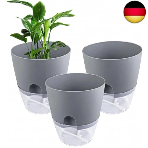 3 stücke Blumentopf Grau 15.3cm Breite, Kräutertopf Plastik mit S