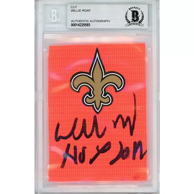 Willie Roaf Auto New Orleans Saints Signed Football Pylon Beckett Autograph Slab