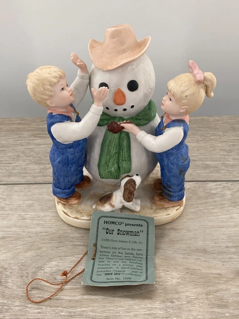 Denim Days Our Snowman 1508 Winter Christmas Danny Debbie Homco Ceramic Figurine