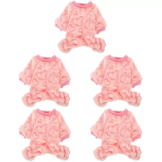 5 Pieces Pink Flannel Cat Dog Clothes Clothing Pet for Small Dogs