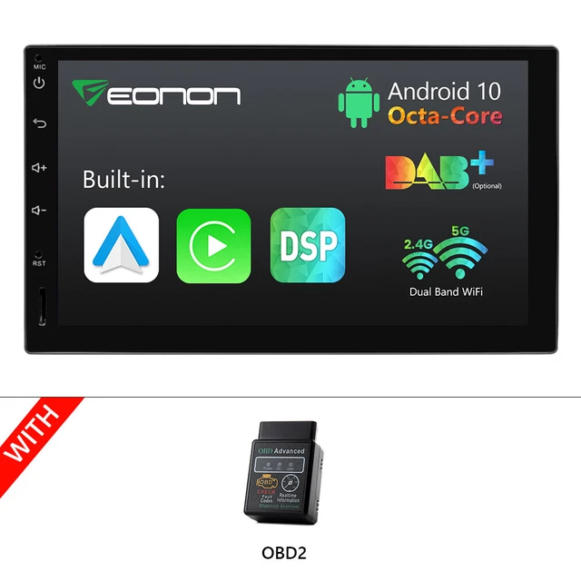 OBD+ 7in 2Din Android 10 8-Core Car Play Stereo Radio GPS Navigation USB SD WiFi