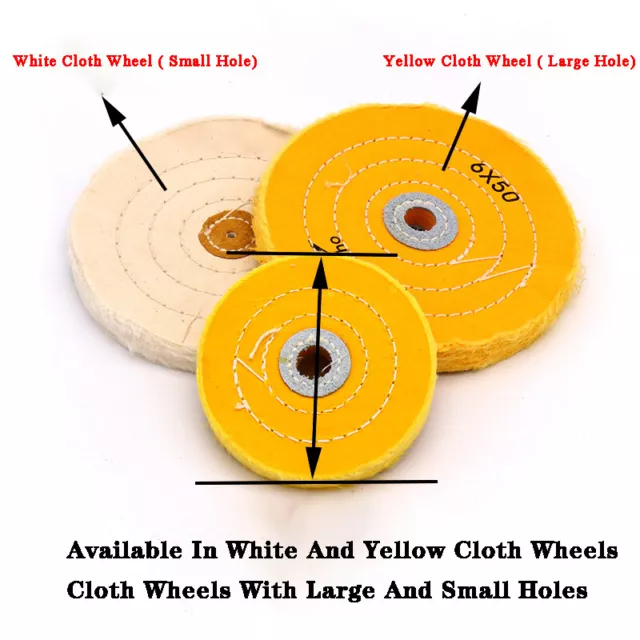 Cotton Cloth Buffing Polishing Wheel Pad 2'' - 8'' for Angle Bench Grinder Metal