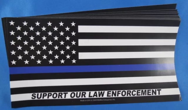 Wholesale Lot Of 20 Support Our Law Enforcement Blue Line Flag Stickers Trump $
