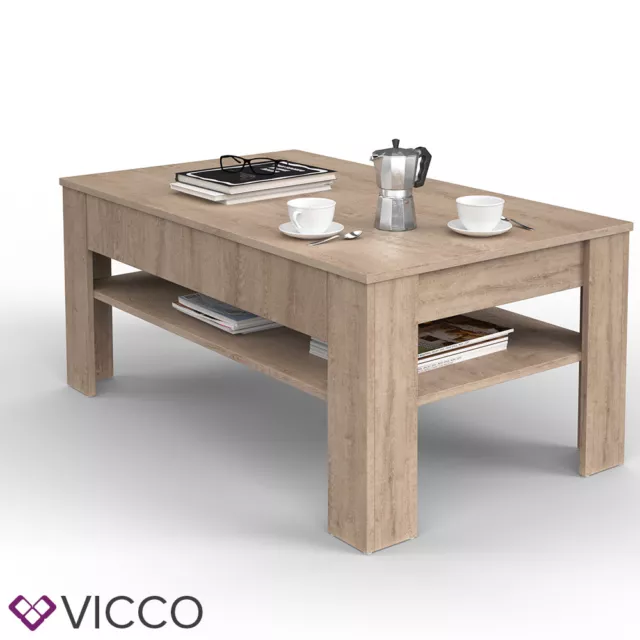 Couchtisch Beistelltisch Sofatisch Kaffeetisch 110 x 65 cm Sonoma Eiche Vicco 3