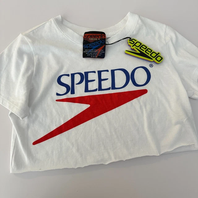 Speedo Forever 21 Crop Top White T-Shirt Sz Medium New Without Tags Short Sleeve