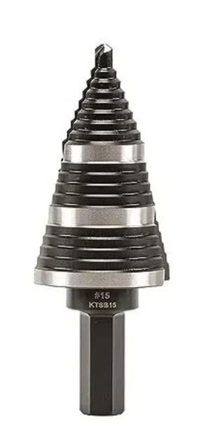 Klein Tools KTSB15 Step Drill Bit 15 Double Fluted 7/8 to 1-3/8-Inch Hex Shank
