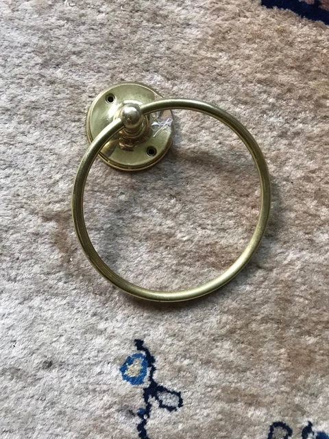 Lowel Polished Brass Classic Wall Mounted Towel Ring, Polished Brass, 8"L x6.5"D