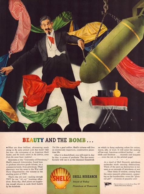 Print Ad Shell Gas Oil Bomb 1944 WW2 Magician Full Page Magazine 10.5"x13.5"