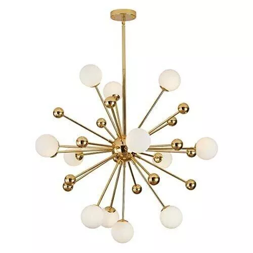 Modern Raw Brass Chandelier Sputnik Ceiling Mount Fixture 12 Light Lamp For Home
