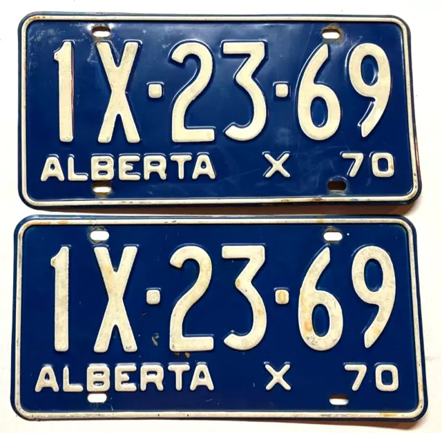 PAIR 1970 Alberta "X" (Restricted) License Plates 1X-23-69