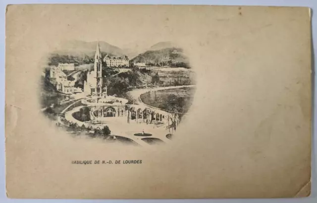 postcard ANCIENT BASILICA OF N.D. DE LOURDES back not divided, not circulated