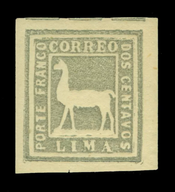 PERU 1873  Llama  2c gray blue - rouletted - Scott # 20  mint MNH VF