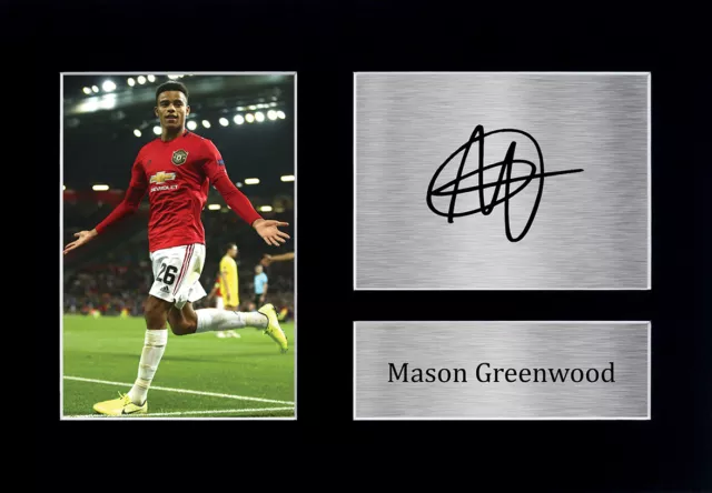 Mason Greenwood Signed A4 Framed Printed Autograph Man United Print Gift