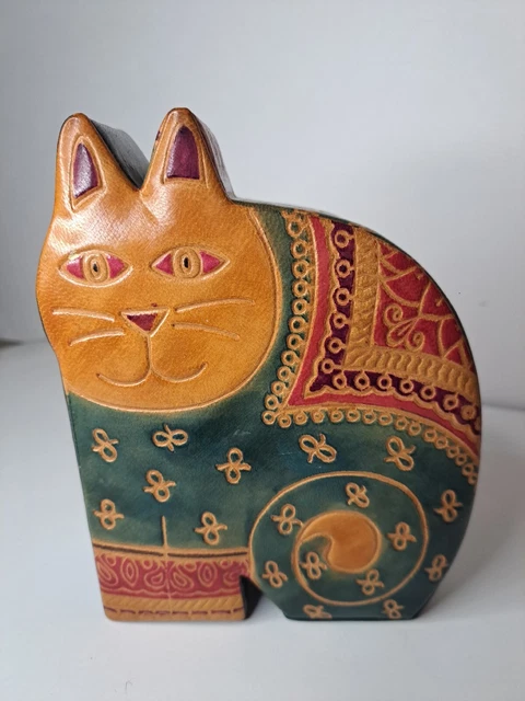 Leather Cat Bank Orange Made in India Bottom Opening