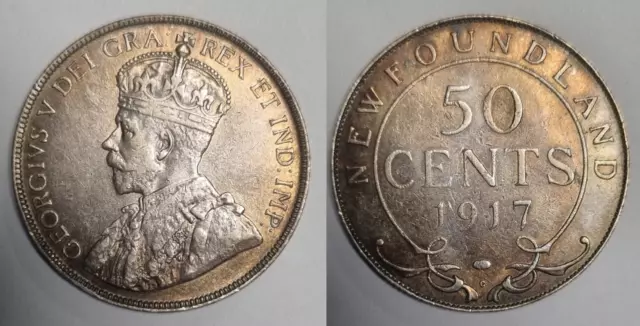 Newfoundland 50 cents 1917-C AU