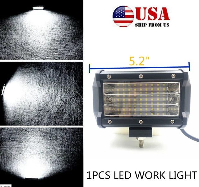 1 x 5.2'' Work Light Bar 120° Flood Beam Offroad Backup Driving Light Waterproof