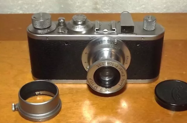 Vintage 1939 Leica 1 Standard DRP 35mm Camera & Leitz Elmar f=5cm 1:3.5 Lens