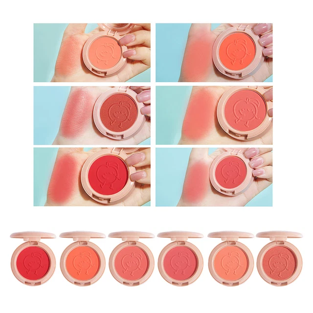 Paletas de maquillaje de rubores 6 colores polvo rojo rojo rojo rojo crema natural para mejillas
