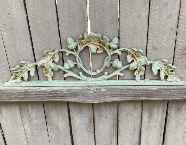 Vintage Cast Iron Door Pediment Leaves Acorn Wall Decor Architectural Salvage