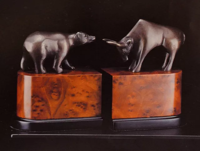 Bookends bull bear bronzed brass wall street new Bey Berk