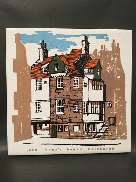 VINTAGE H & R JOHNSON LTD ART John Knox's House Edinbur Ceramic Tile England 6x6