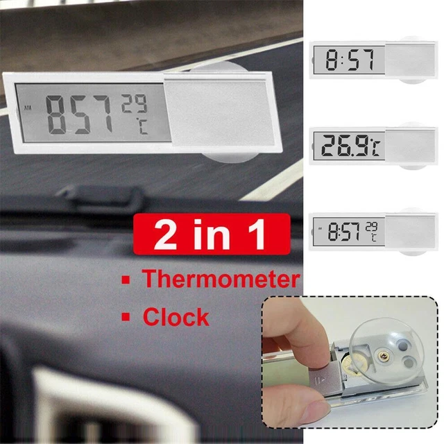 1x Car LCD Digital Display Sucker Type Clock Thermometer Temperature Q6I1