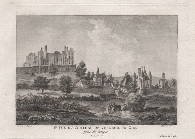 Verneuil-en-Halatte chateau Oise Hauts-de-France estampe gravure Kupferst 196318