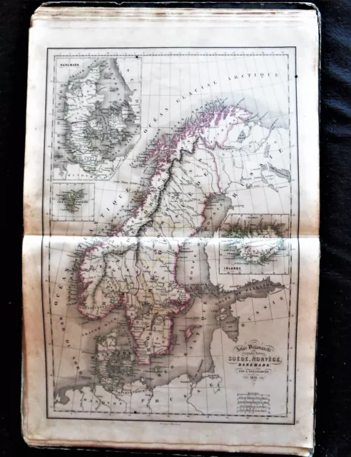 Mappa geografica antica Atlante Delamarche - Svezia, Norvegia e Danimarca