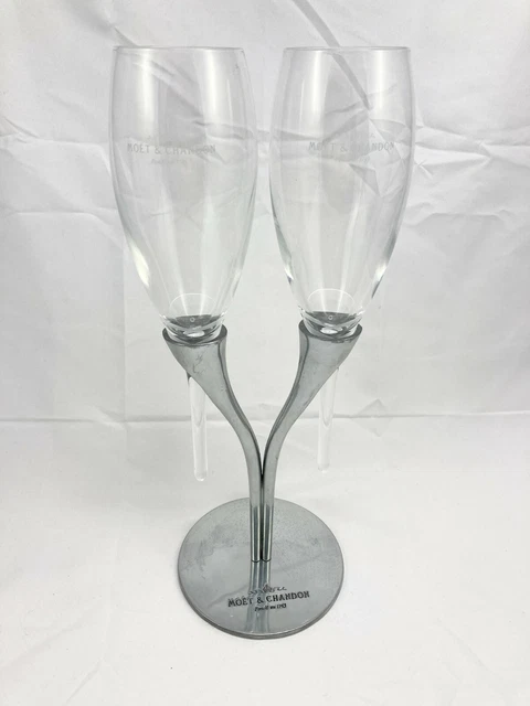 Moet & Chandon Philippe Di Meo Reso Candelabra Stand & 2 Pomponne Flutes