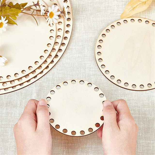 Base In Legno Per Cesti All'Uncinetto Bofanze - 6 Pezzi Con Fori 6mm Per DIY - Foto 10
