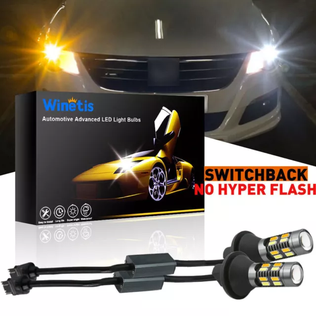 Winetis CANBus White/Amber 3157 LED DRL Switchback Turn Signal Light DRL Bulbs