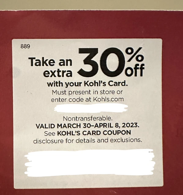 Kohl’s Coupon - 30% Off 10 Transactions wKohls Credit Card Store Online 3/30-4/8