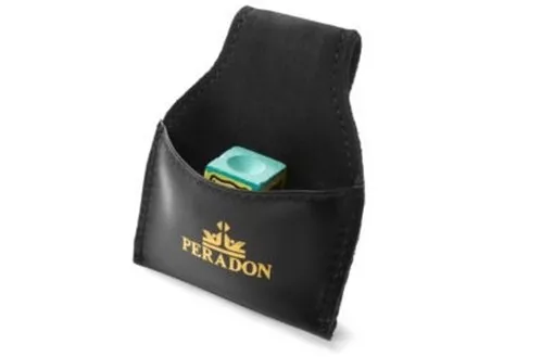 Peradon Black Cue Chalk Pouch Bag Leather pool snooker table chalk holder