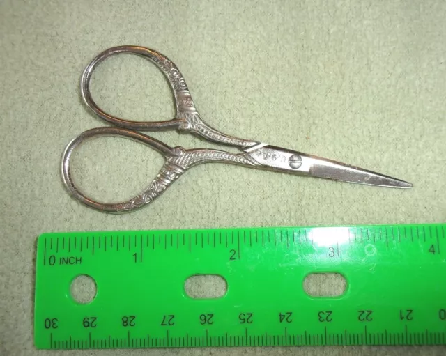 Tijeras de coser de colección mini mango adornado cortes de hilo hechos en EE. UU. antiguos