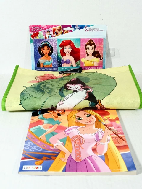 DISNEY PRINCESS JUMBO Coloring Book/3 Pack Crayons/Shopping Tote Bag