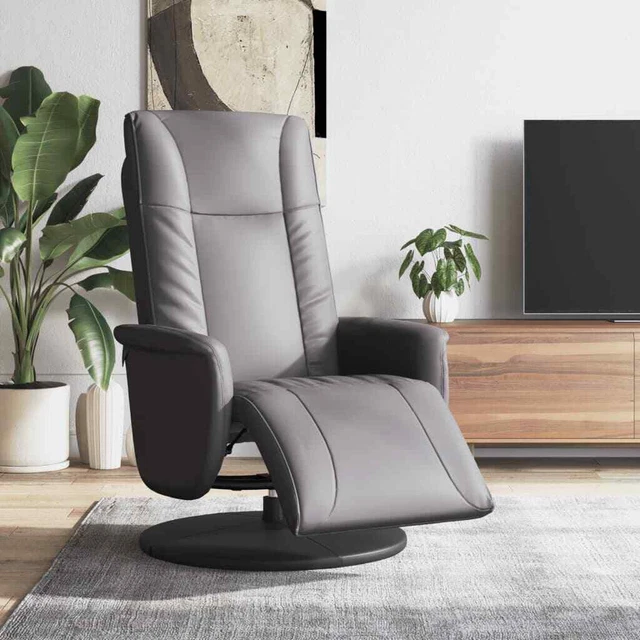 Relaxsessel mit Fußteil Grau Kunstleder vidaXL