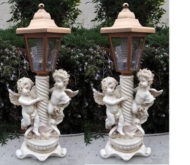 2Pk Outdoor Garden Decor Solar Fairy Angel/Cherub Statue Sculpture LED Lights
