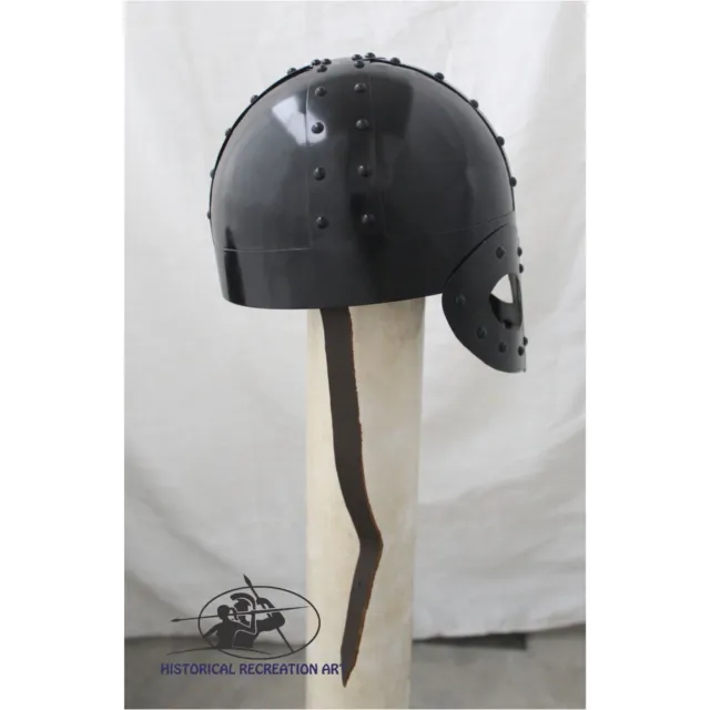 Black Plated Antique Medieval Viking Mask Helmet Premium Quality Soldier Adult 3