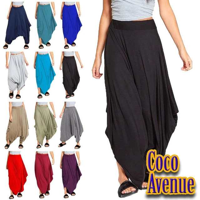 New Ladies Plain Harem Baggy Ali Baba Lagenlook Pants Trousers Hareem Leggings