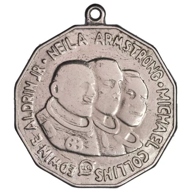 USA médaille Apollo 11 Aldrin Armstrong Collins conquête spatiale métal blanc