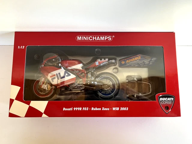 A Minichamps 1:12 scale die-cast model of the Ducati 999F04