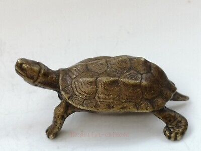 Collection China Old Bronze Carved Charming Turtle Statue Pendant Or Paperweight